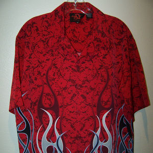 DRAGONFLY CLOTHING CO. RED FLAMED CAMP SHIRT S3243